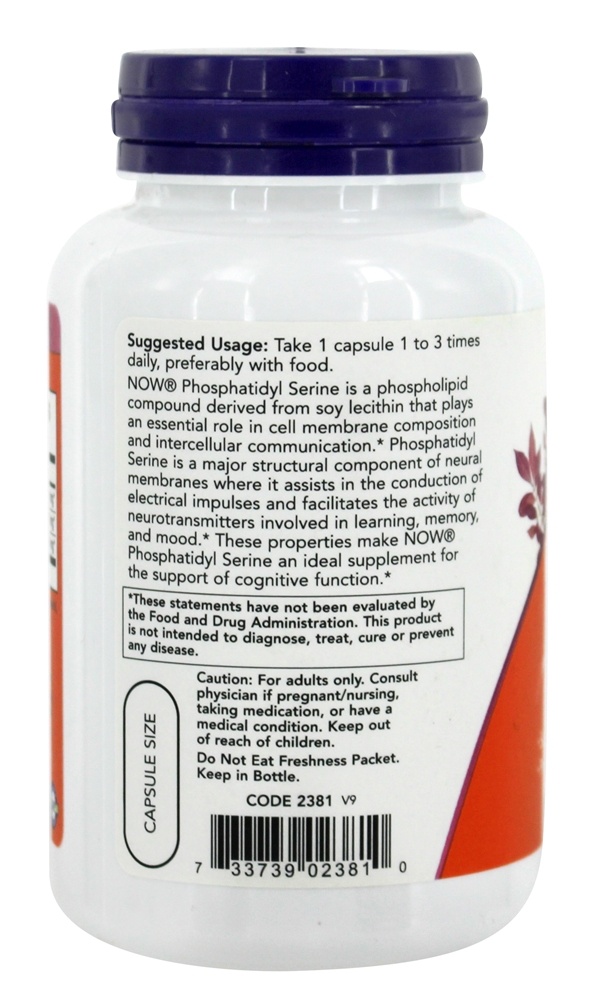 Comprar Saúde Cognitiva da Fosfatidil Serina 100 mg. - 120 Cápsula (s) vegetal (s) NOW Foods - Imagem 3