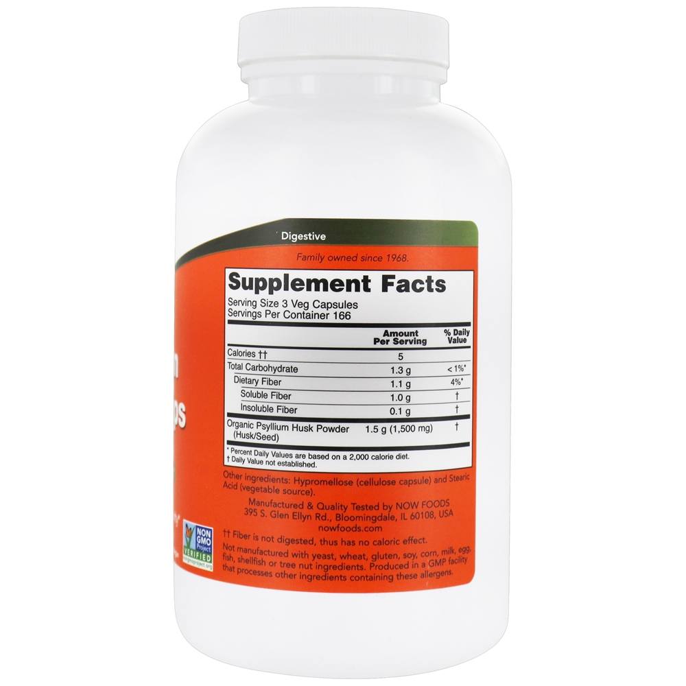 Comprar Casca de Psyllium 500 mg. - 500 Cápsula (s) vegetal (s) NOW Foods - Imagem 2