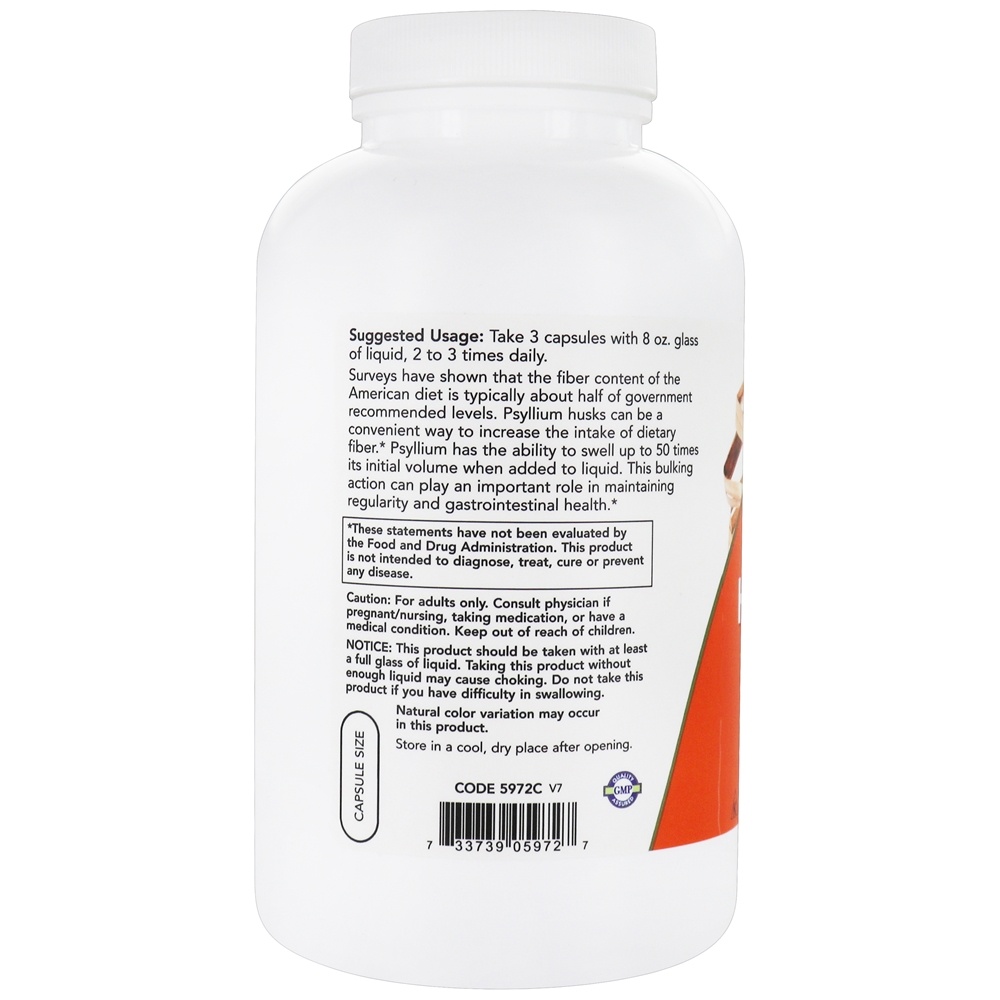 Comprar Casca de Psyllium 500 mg. - 500 Cápsula (s) vegetal (s) NOW Foods - Imagem 3