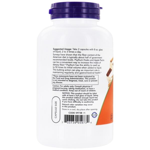 Comprar Casca de psyllium Caps 700 mg. - 180 Cápsula (s) vegetal (s) NOW Foods - Imagem 4