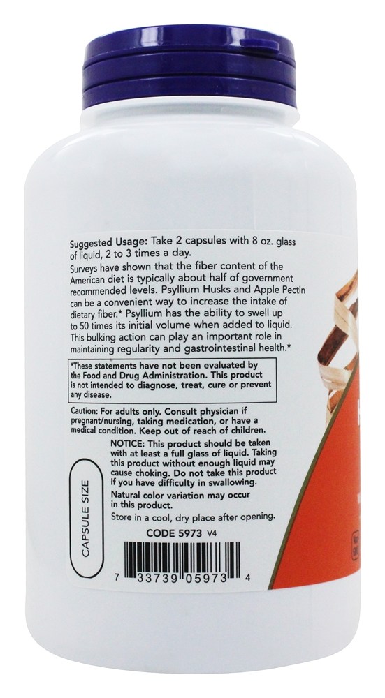 Comprar Casca de psyllium Caps 700 mg. - 180 Cápsula (s) vegetal (s) NOW Foods - Imagem 3