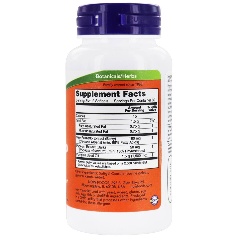 Comprar Pygeum & Saw Palmetto Saúde dos homens - 60 Softgels NOW Foods - Imagem 2
