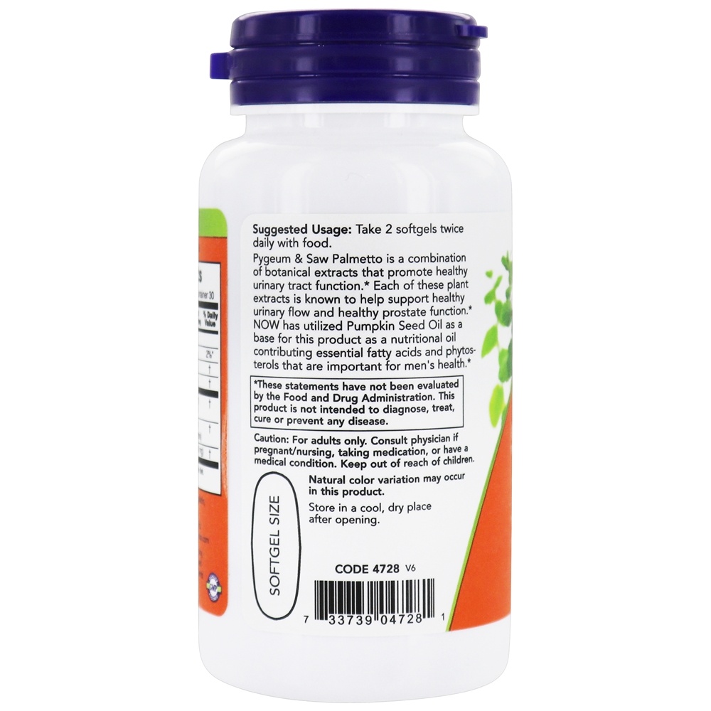 Comprar Pygeum & Saw Palmetto Saúde dos homens - 60 Softgels NOW Foods - Imagem 3