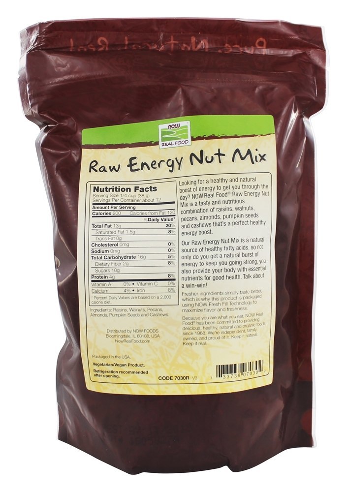 Comprar Mistura de nozes de energia bruta sem sal - 1 lb. NOW Foods - Imagem 2