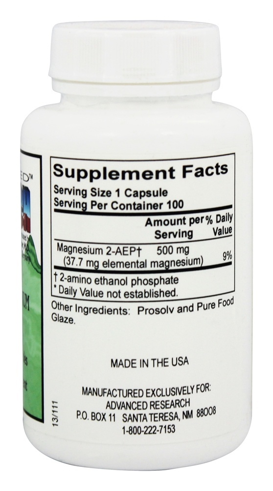 Comprar Magnésio 2-AEP 500 mg. - 100 Cápsula (s) vegetal (s) Advanced Research - Imagem 2