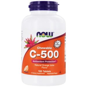 Comprar Vitamina C500 antioxidante mastigável proteção suco de laranja sabor - 100 comprimidos mastigáveis NOW Foods