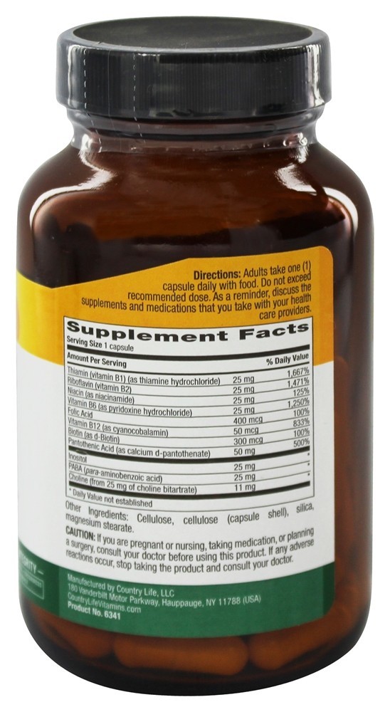 Comprar Básico B Tampas Vitamina B Complexo 25 mg. - Cápsulas vegetarianas 90 Country Life - Imagem 2