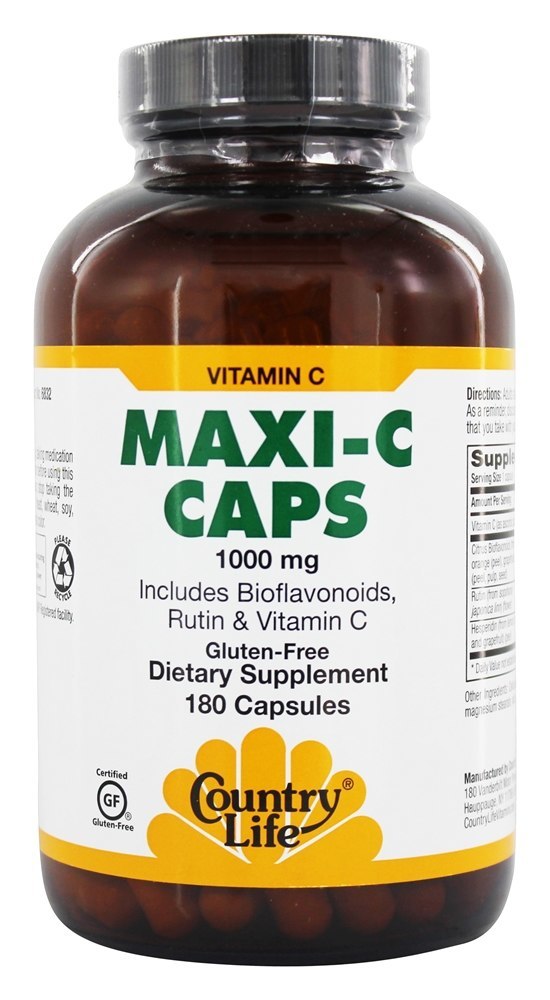 Comprar Cápsulas Maxi C com Bioflavonóides, Rutina e Vitamina C 1000 mg. - Cápsulas vegetarianas 180 Country Life