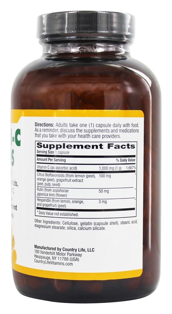 Comprar Cápsulas Maxi C com Bioflavonóides, Rutina e Vitamina C 1000 mg. - Cápsulas vegetarianas 180 Country Life - Imagem 2