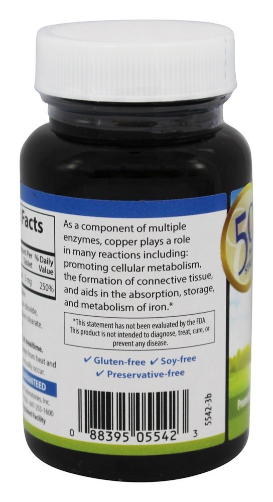 Comprar Cobre Quelato 5 mg. - 250 Tablets Carlson Labs - Imagem 3
