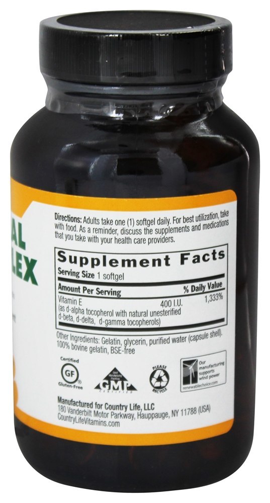 Comprar Complexo Natural de Vitamina E com Tocoferóis Mistos 400 UI - 180 Softgels Country Life - Imagem 2