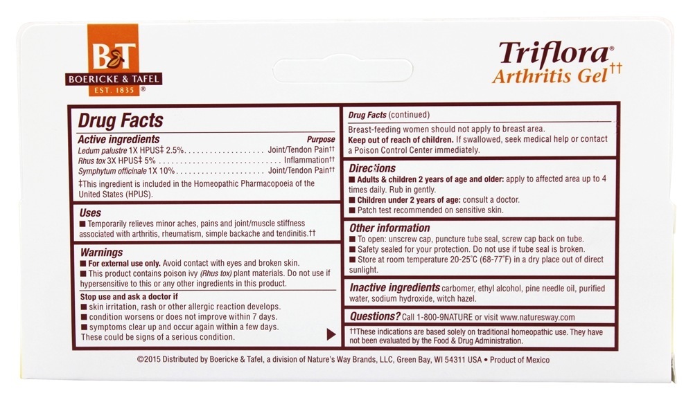 Comprar Gel de Artrite Triflora - 2.75 oz. Boericke & Tafel - Imagem 2
