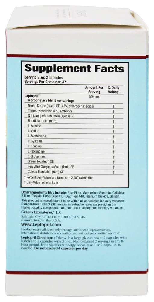 Comprar Composto de controle de peso Leptopril para o excesso de peso significativamente - Cápsulas 95 Generix Laboratories - Imagem 2