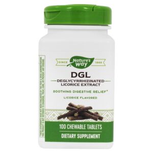 Comprar Extrato de alcaçuz desglicirrhizinado DGL Alcaçuz digestivo calmante - 100 comprimidos mastigáveis Nature's Way
