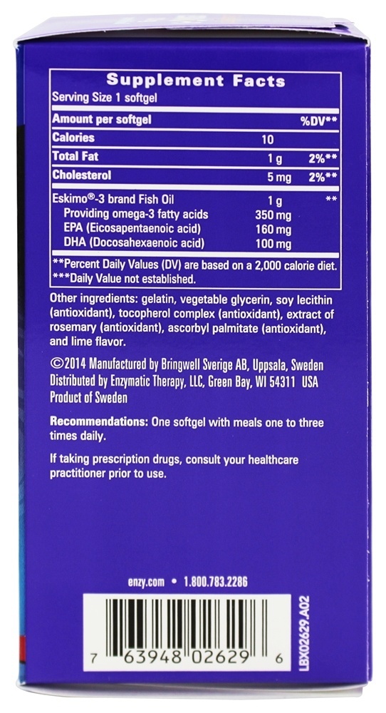Comprar Eskimo-3 Óleo de Peixe Estável Natural Dupla Força 1000 mg. - 90 Softgels Enzymatic Therapy - Imagem 2