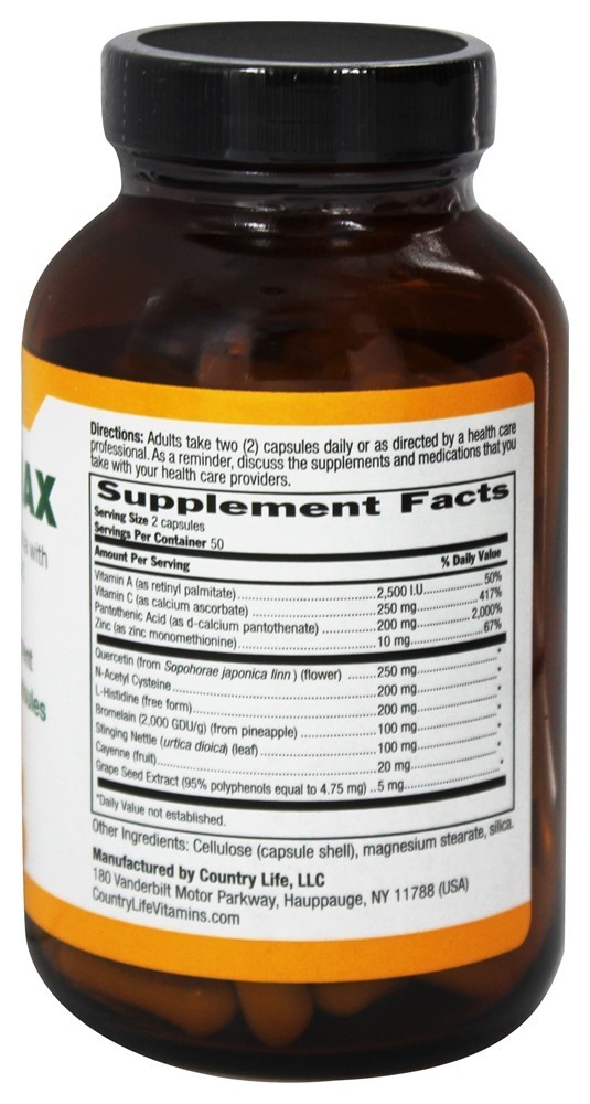 Comprar Aller-Max Com Quercetina & NAC - 100 Cápsulas Vegetarianas Anteriormente Bioquímica Country Life - Imagem 2