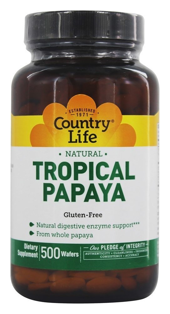 Comprar Papaia Tropical Natural 25 mg. - Wafers mastigáveis 500 Country Life