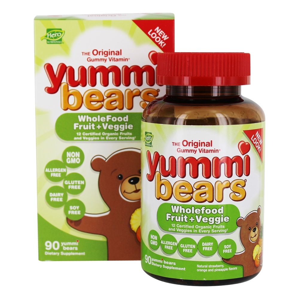 Comprar Yummi Ursos Infantil Wholefoo Fruto + Vegetariano - 90 Gummies Hero Nutritionals Products