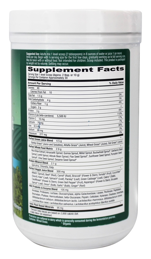 Comprar Perfeito Comida Original Super Verde Fórmula Pó - 10.58 oz. Garden of Life - Imagem 2