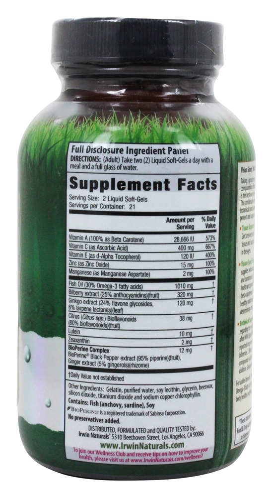 Comprar Visão de saúde ocular multi-nutrientes afiada com luteína, mirtilo & Omega - 3 Óleos - 42 Softgels Irwin Naturals - Imagem 2