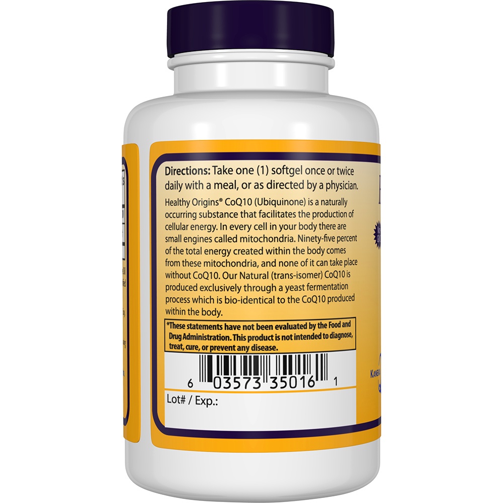 Comprar CoQ10 com Kaneka Q10 100 mg. - 60 Softgels Healthy Origins - Imagem 3