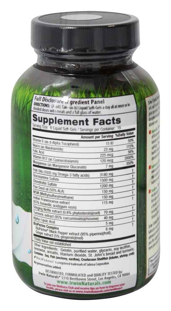 Comprar Fórmula Conjunta 3 em 1 - 90 Gelcaps Irwin Naturals - Imagem 2