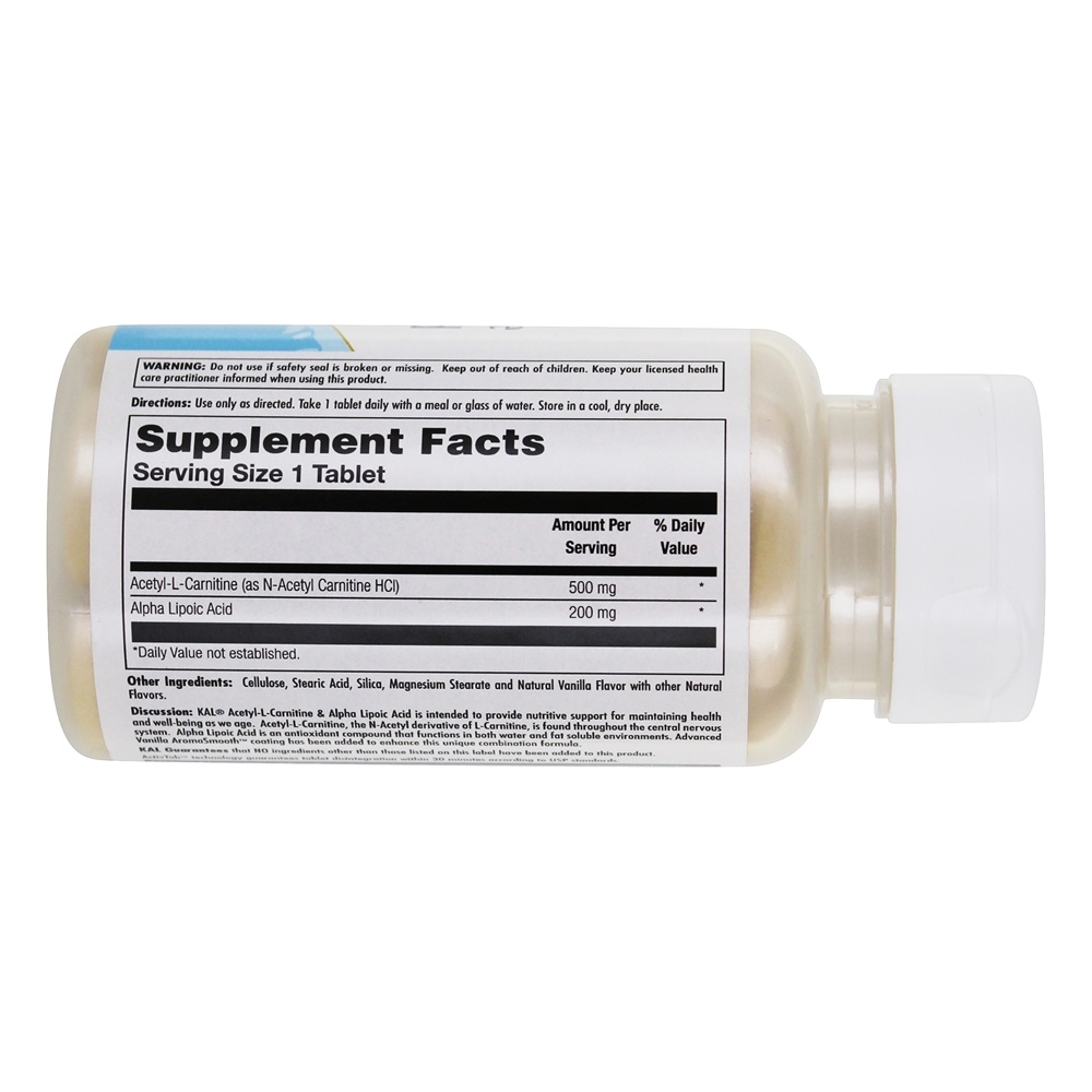 Comprar Acetil-L-Carnitina e Ácido Alpha Lipóico - 60 Tablets Kal - Imagem 2
