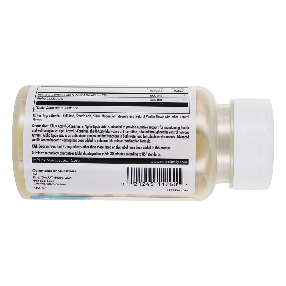 Comprar Acetil-L-Carnitina e Ácido Alpha Lipóico - 60 Tablets Kal - Imagem 3
