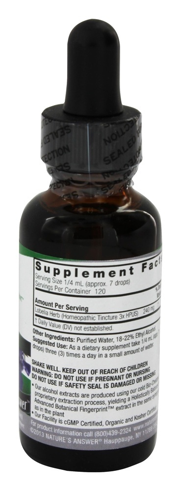 Comprar Álcool orgânico de raiz de lobélia - 1 oz. Nature's Answer - Imagem 2