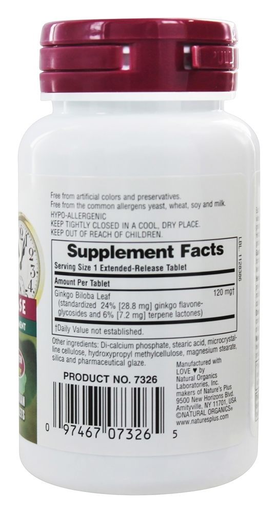 Comprar De ervas Ativos Alargado Liberar Ginkgo Biloba 120 mg. - 60 Tablets Natures Plus - Imagem 2
