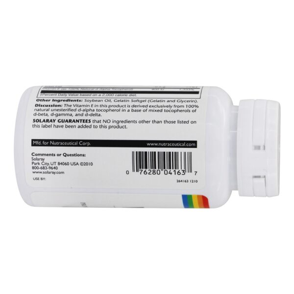 Comprar Vitamina E 400 UI - 100 Softgels Solaray - Imagem 4