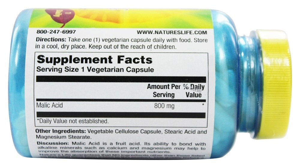 Comprar Agente Quelante Mineral de Ácido Málico 800 mg. - Cápsulas 100 Nature's Life - Imagem 2