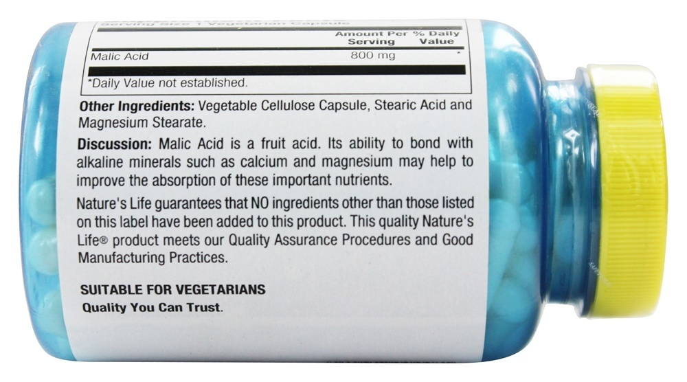 Comprar Agente Quelante Mineral de Ácido Málico 800 mg. - Cápsulas 100 Nature's Life - Imagem 3