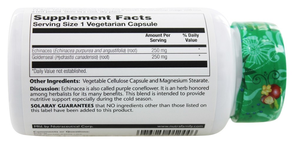 Comprar Echinacea & Goldenseal 500 mg. - Cápsulas 100 Solaray - Imagem 3