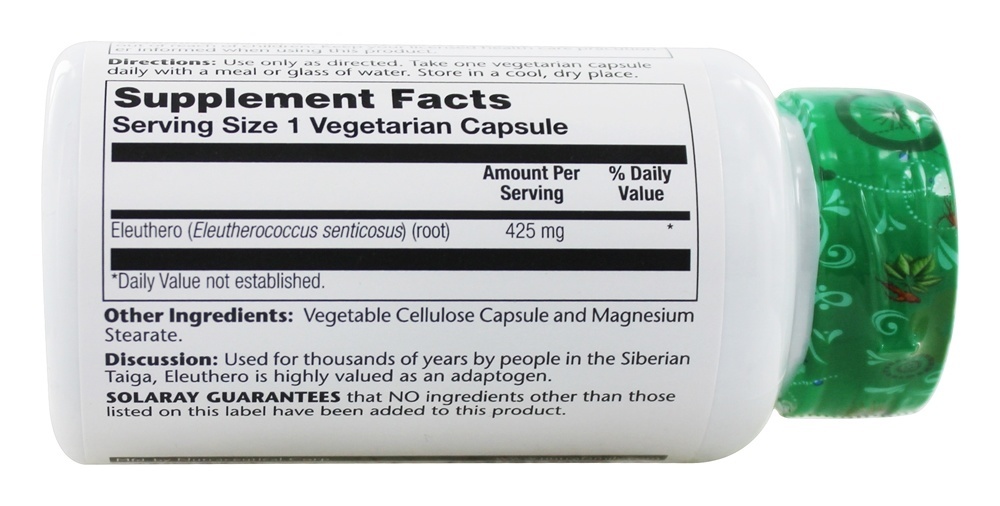 Comprar Eleuthero 425 mg. - Cápsulas 100 Solaray - Imagem 2