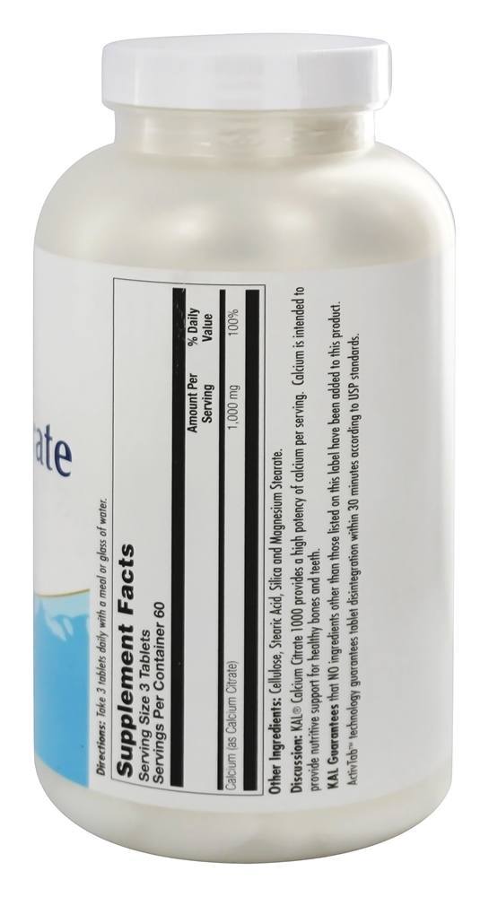Comprar Citrato de Cálcio 1000 mg. - 180 Tablets Kal - Imagem 2