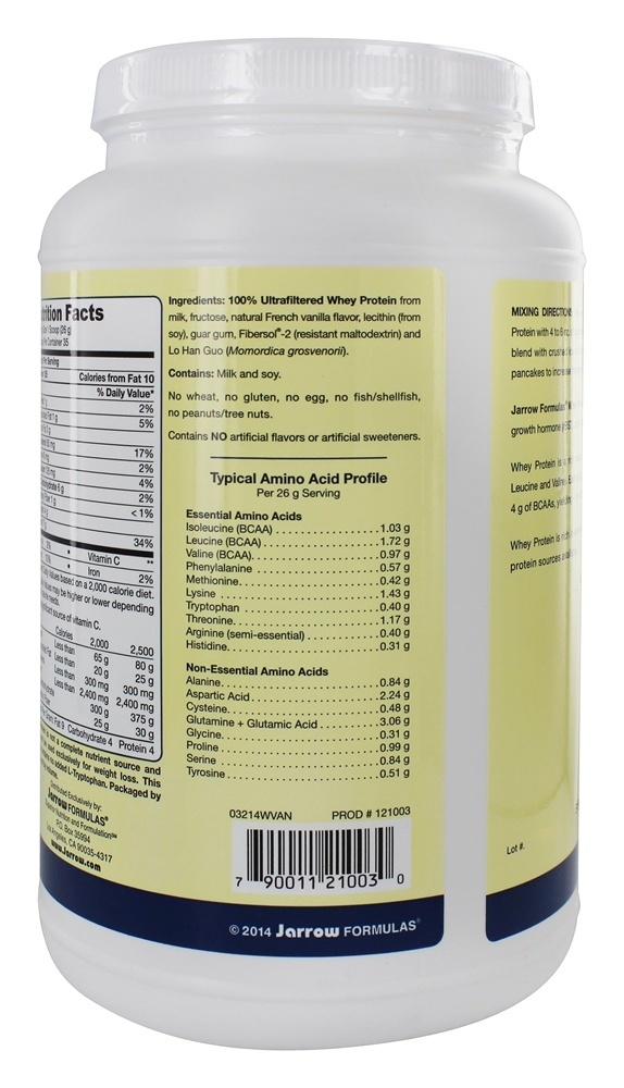 Comprar Soro de Baunilha Francês Proteína Whey Protein - 2 lbs. Jarrow Formulas - Imagem 3