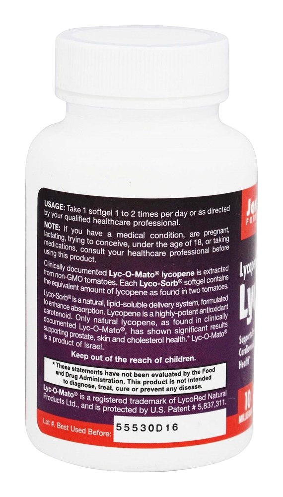 Comprar Lyco-Sorb 10 mg. - 60 Softgels Jarrow Formulas - Imagem 3
