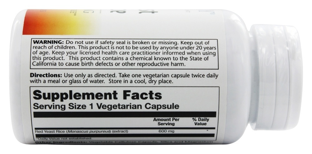 Comprar Arroz de fermento vermelho 600 mg. - Cápsulas vegetarianas 90 Solaray - Imagem 3