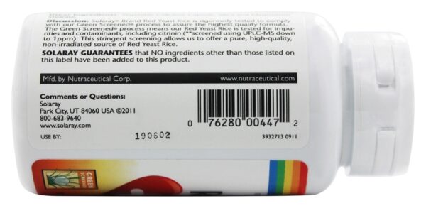 Comprar Arroz de fermento vermelho 600 mg. - Cápsulas vegetarianas 90 Solaray - Imagem 4