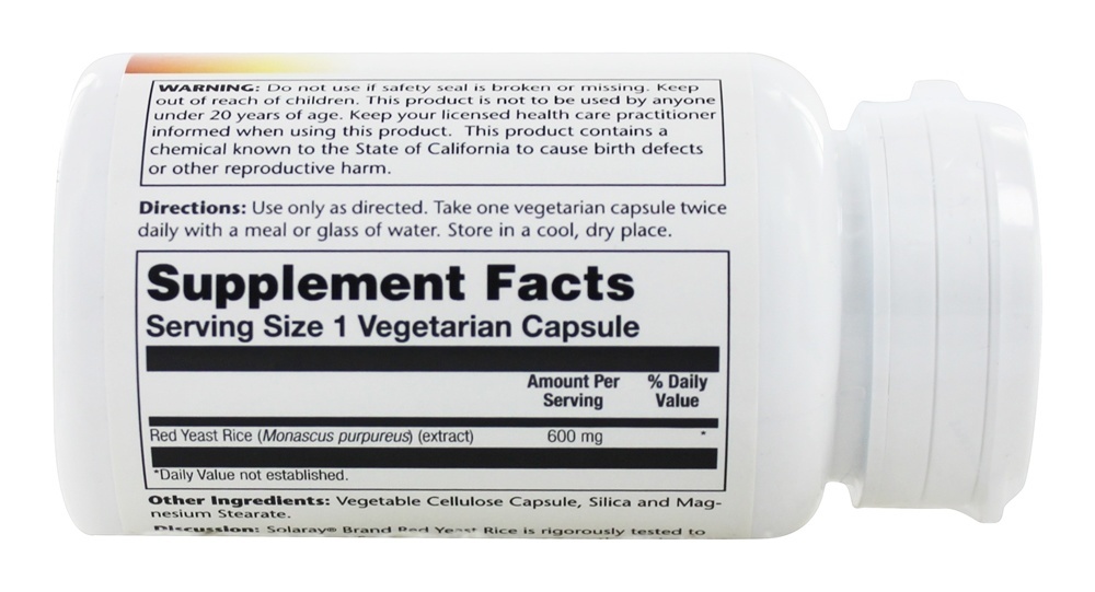 Comprar Arroz de fermento vermelho 600 mg. - Cápsulas vegetarianas 45 Solaray - Imagem 3