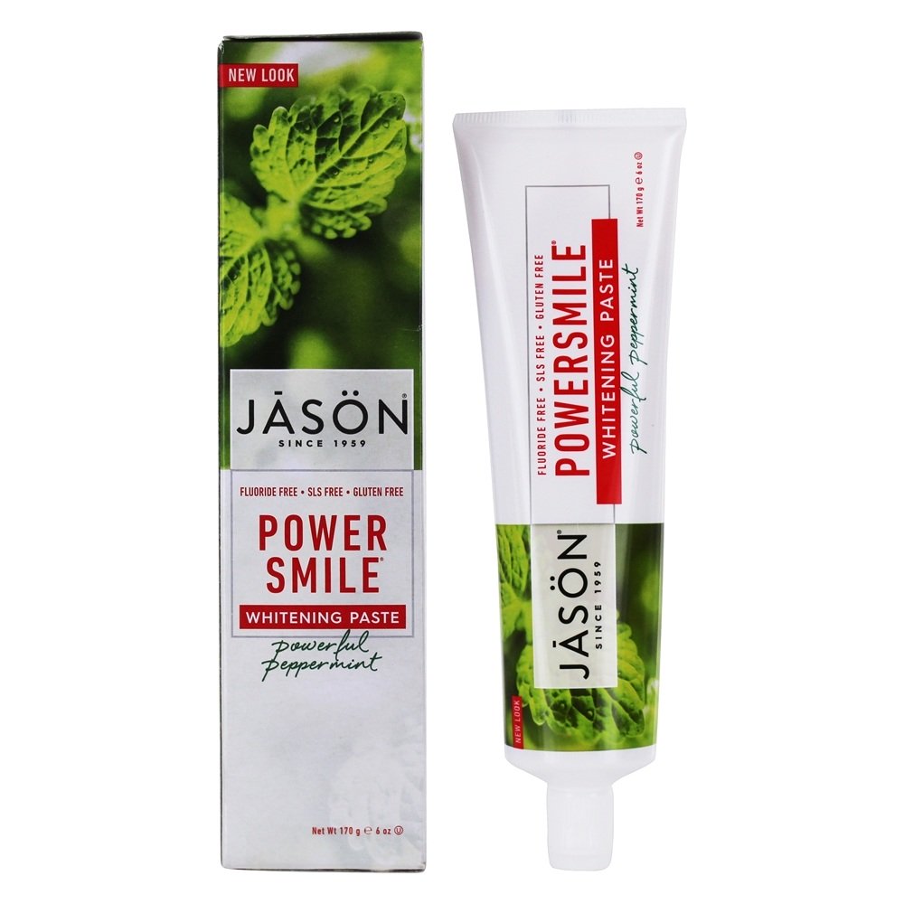 Comprar PowerSmile Fluoride livre de clareamento creme dental poderoso hortelã-pimenta - 6 oz. JASON Natural Products