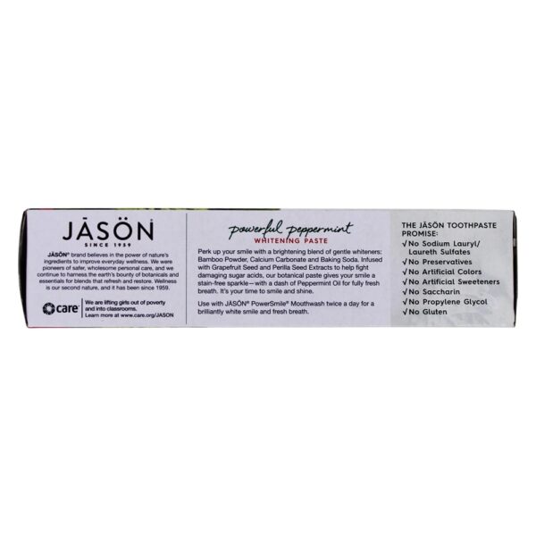 Comprar PowerSmile Fluoride livre de clareamento creme dental poderoso hortelã-pimenta - 6 oz. JASON Natural Products - Imagem 4
