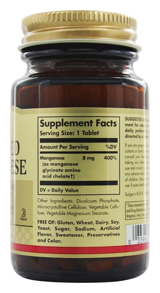 Comprar Manganês Quelatado 8 mg. - 100 Tablets Solgar - Imagem 2