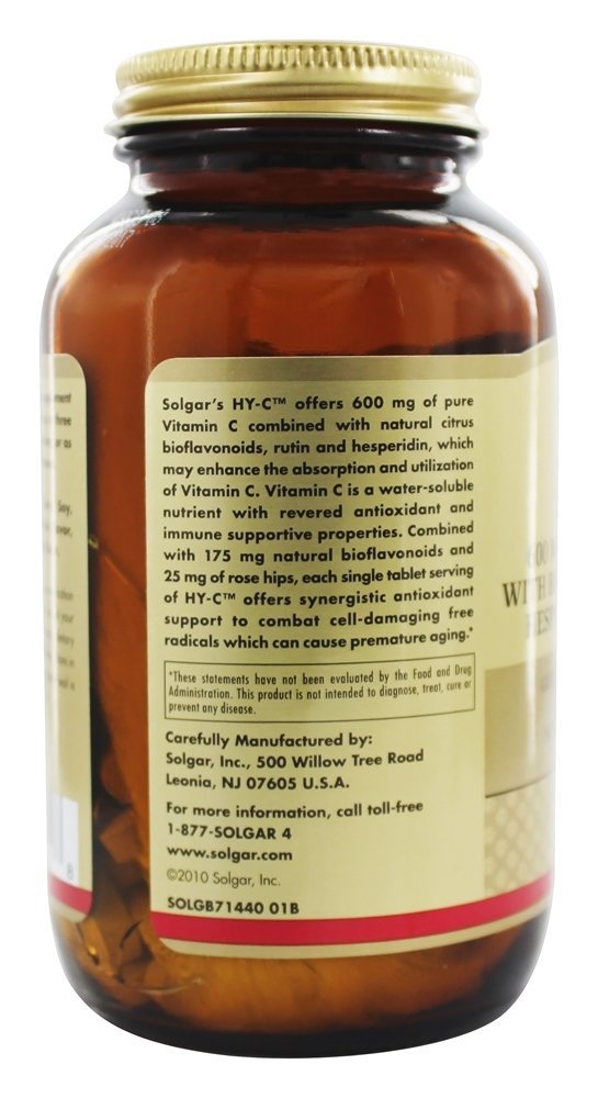 Comprar Hy-C (600 Mg Vitamina C Com 100 Mg Bioflavaoid) - 250 Tablets Solgar - Imagem 4