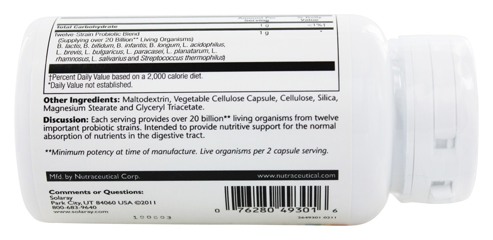 Comprar Multidophilus12 Fórmula de 12 Cepas Com 20 Bilhões de Organismos Vivos - Cápsulas vegetarianas 50 Solaray - Imagem 3