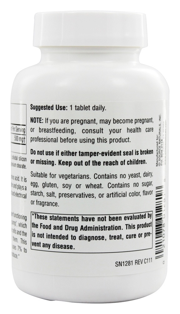 Comprar Taurina 500 mg. - 120 Tablets Source Naturals - Imagem 3
