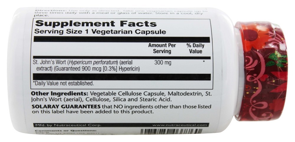 Comprar Potência Garantida Extrato de Wort de São João 300 mg. - Cápsulas vegetarianas 120 Solaray - Imagem 3