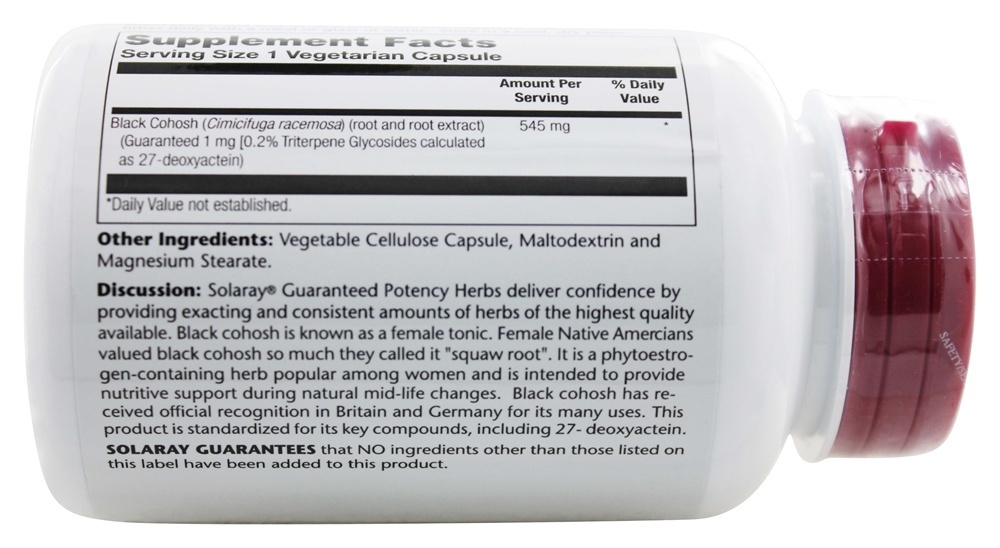 Comprar Potência Garantida Raiz e Extrato de Raiz de Cohosh Negro 545 mg. - Cápsulas vegetarianas 120 Solaray - Imagem 3
