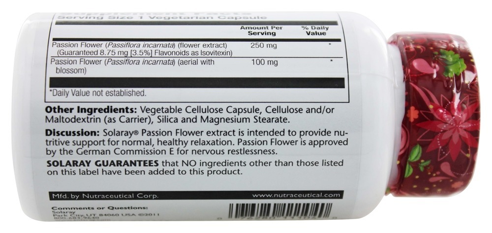 Comprar Potência Garantida Extrato de Flor de Maracujá 250 mg. - Cápsulas vegetarianas 60 Solaray - Imagem 3